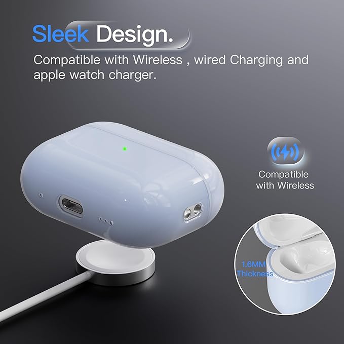 Case for AirPods Pro 3 Never-Sretch-Out DamonLight Shock-Proof Protective Semi Hard Silicone Case Compatible with Apple Airpods Pro 3rd Generation (Ice Blue)