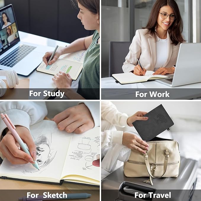 PERCUN Graph Paper Notebook, 160 Pages Grid Journal for women & men, A5 Hardcover Leather Graphing Notebook for School, Work, Travel, Note Taking 5.9”x8.5” (Black)