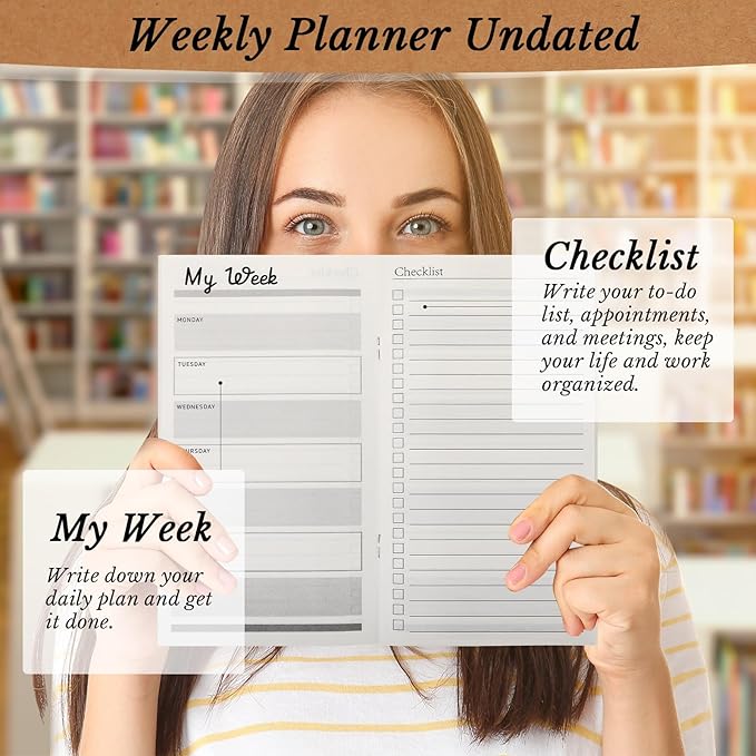 Qilery 100 Pcs 2025-2026 Daily Weekly Planner Bulk Christmas Employee Appreciation Gifts Small Pocket Journal to Do List Goals Notepad for Coworkers Teacher Students Team (Kraft Paper Color)