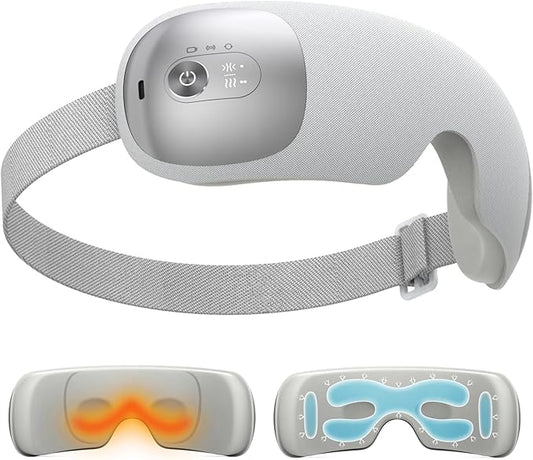Ultra Light Eye Massager with 2 Level Heat, 120 Mins Uses, 3 Air Compression & Massage Modes, Heated Eye Mask with Bluetooth Music for Migraine Relief, Strain and Dry Eyes, Relaxation for Women Men