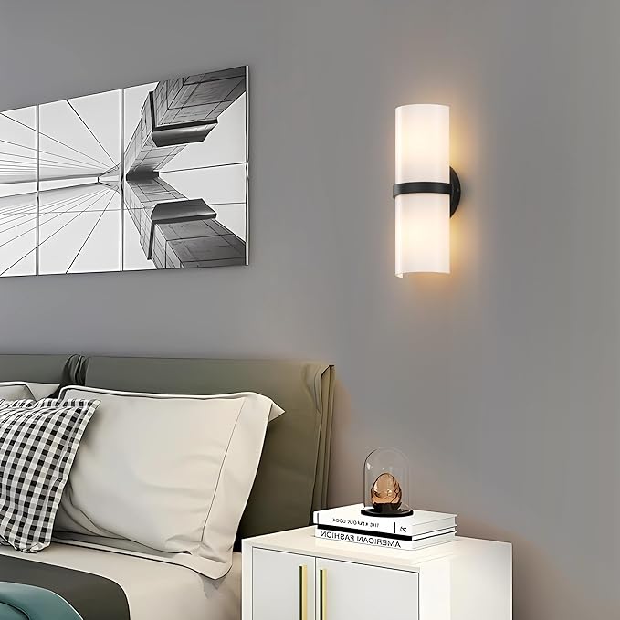 Black LED Wall Sconce Set of 2 Indoor Hardwired Up and Down Wall Lights for Living Room Bedroom Hallway Corridor Warm White 3000K (Without G9 Bulbs)