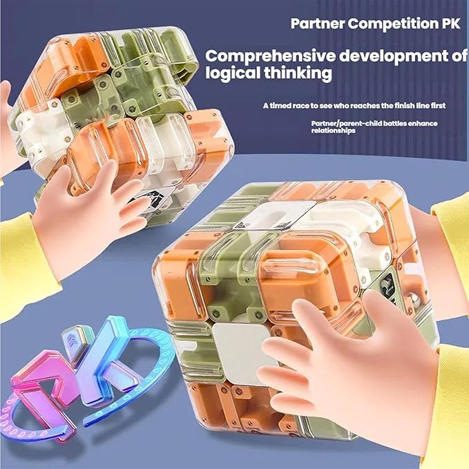 Large Labyrinth 3D Puz-zle Cube, Spatial Awareness Brain Training Toy for Stress Relief & Logic Development, Mind Teaser Challenge Game, Spatial Logic Puzzle for Kids and Adults (Dual Color)