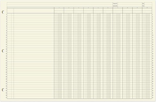 BookFactory Ledger Pad/Large 10 Column Accounting Ledger Columnar (Ten Columns) Pads - 17'' x 11'', 50 Pages, Notepad Landscape Format (PAD-050-CLCPD3(17x11-Ledger-10)-AX)