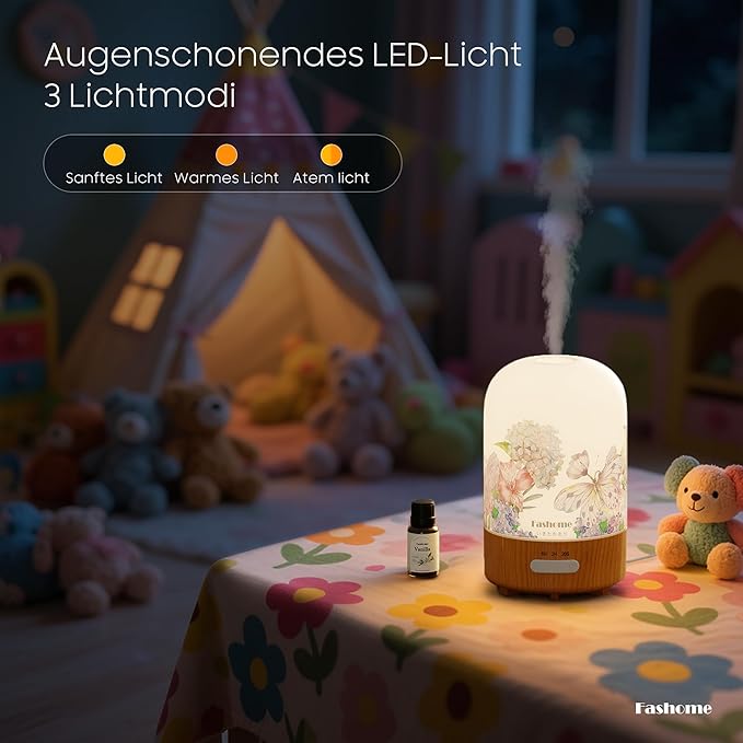 Essential Oil Diffuser with Vanilla Oil, 100ml Ultrasonic Aromatherapy Humidifier, 6 in 1 Scent Vaporizer with Timer and Auto-Off (Spring-Vanilla Oil)