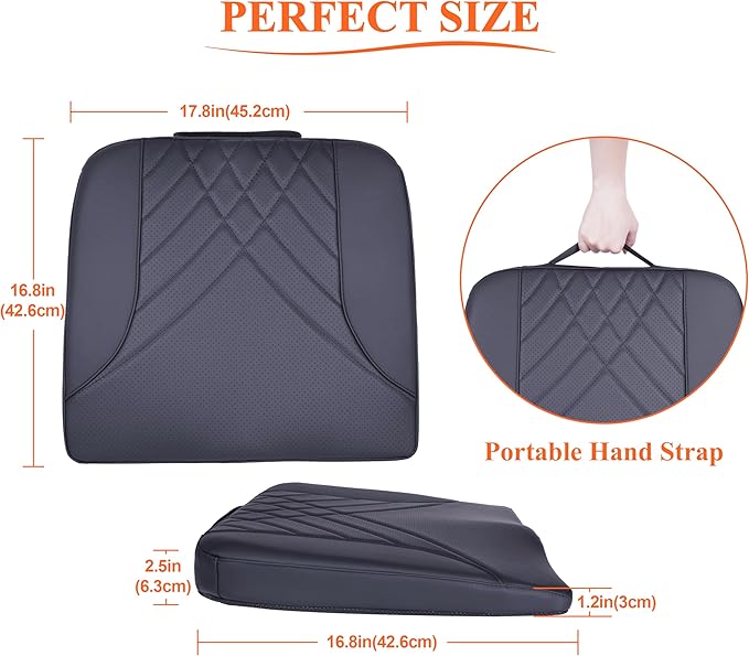 kingphenix Premium Car Seat Cushion, Memory Foam Driver Seat Cushion to Improve Driving View- Coccyx & Lower Back Pain Relief - Seat Cushion for Car, Truck, Office Chair (Black)