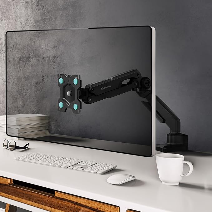 ONKRON Single Monitor Desk Mount for 13-34 Inch Screens, Up to 22 lbs, PC Monitor Arm, Gas Spring, 75x75 & 100x100 VESA, Full Motion, Black