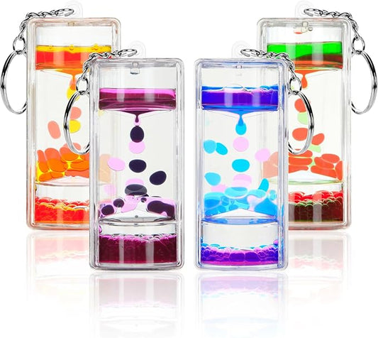 4pcs Liquid Timers KeyChain Set - Stress Relief & Sensory Play with Colorful Fidget Keychains, Perfect for Boys’ Backpacks & Fun Science Gifts for Teens
