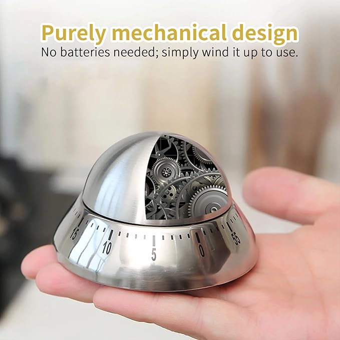 Mechanical Kitchen Timer, Wind Up 60 Minutes Manual Countdown for Classroom, Home, Study and Cooking