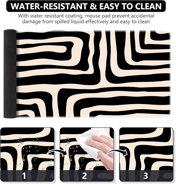 iCasso Gaming Mouse Pad (35.4x15.7 in), Large Stable Rubber Base Mousepad with Stitched Edges, Keyboard Mouse Mat for Work, Game, Office, Home - Curve