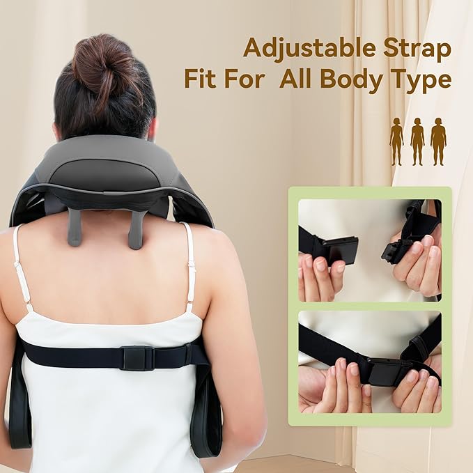 Snailax Cordless Neck Massager with Heat, 4D Kneading Neck and Shoulder Massager Deep Tissue, Shiatsu Back Massager Pillow, 2 Heating Levels,Gifts for Mom Dad
