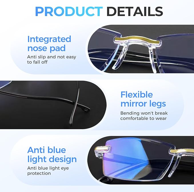 Mag Vision Glasses, Intelligent Anti Blue Light Blocking Computer Glass, Magvision Glasses for Men Women
