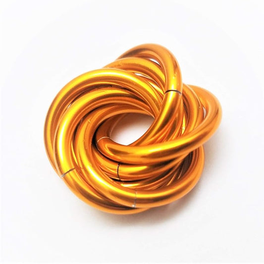 Möbii Fidget Ball (Solid Color): Quiet Mobius ADHD Anxiety Stim Stress Relief Toy Tool for Home Travel Office or Desk (Small, Half, Tangerine)