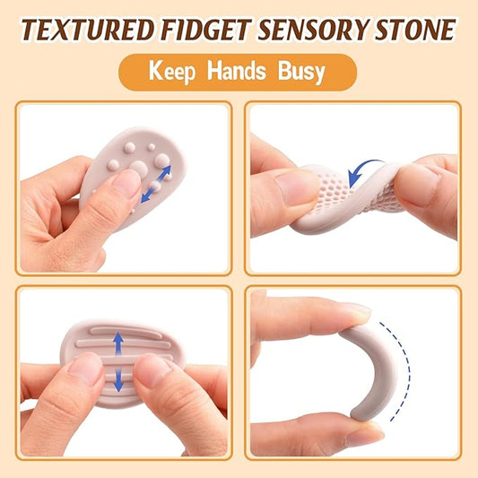 Fidget Toys Sensory Stones for Kids and Adults,6 PCS Texture Worry Stone for Anxiety Autism Teen Calm Down & ADHD Stress Relief,Quiet Fidgets for Classroom Small Prizes Gifts for Travel Toy
