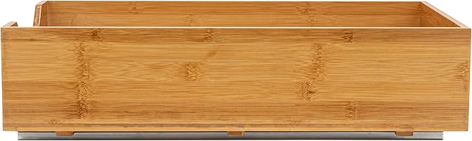 Household Essentials Glidez Bamboo and Steel 1-Tier Pull-Out/Slide-Out Storage Organizer, 14" Wide, Natural