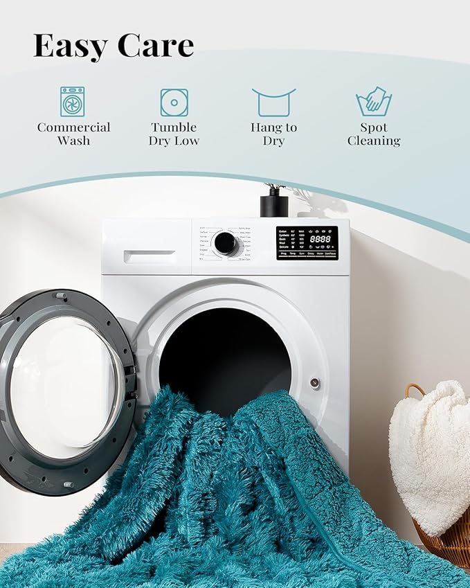 Topblan Fuzzy Sherpa Faux Fur Weighted Blanket 15lbs, Ultra Soft Reversible Plush Blanket with Luxury Long Fur and Shaggy Sherpa, Thick Heavy Blanket for Sleeping 60x80 inches Teal Green