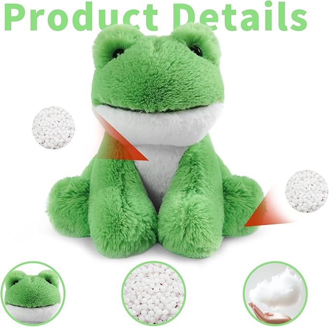 Plush Frog Sitting Toys Stuffed Animal, Realistic Frog Stuffed Animal Plush Toy Filled in Limbs 8.5 Inch Soft Huggable Gifts for Kids with Stuffed Animals Birthday Gift for Girls Boys