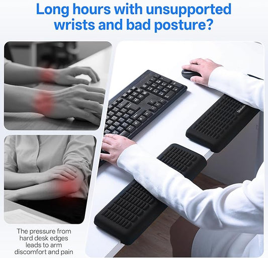 UnivoColors PostureUp L-Shaped Desk Wrist Rest & Elbow Rest, Non-Slip, Separate Design, Memory Foam Desk Edge Support, Ergonomic Design for Long-Hour Work (11.8 * 3.9 inch 2-Piece Set)