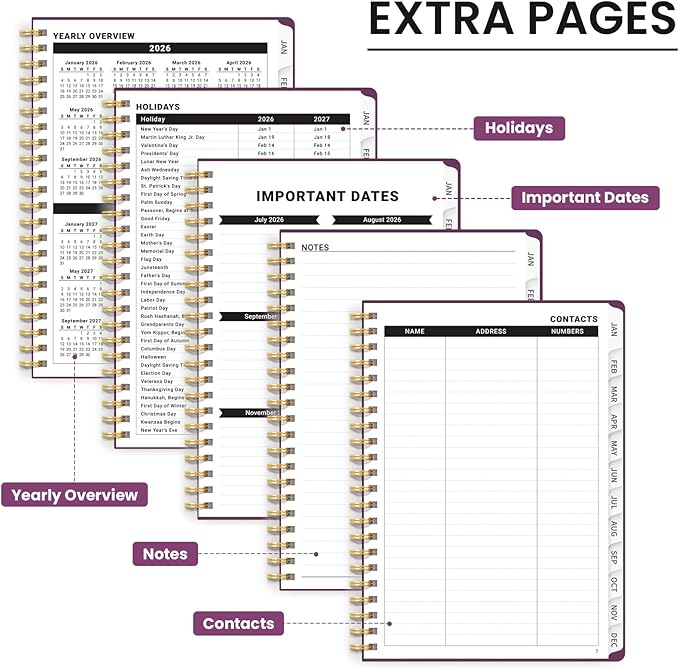 2026 Planner, Monthly and Weekly Calendar Planner for Women, January 2026 - December 2026, Hardcover Pretty 2026 Agenda Planner Book with Tabs, Spiral Bound, Perfect for School Office Home Supplies, 8.5" x 11" - Jungle
