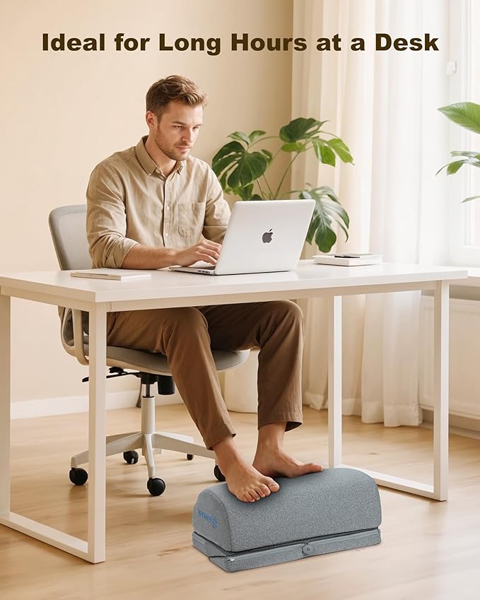 Comfier Under Desk Foot Rest at Work with Heat,Vibration,3 Height Under Desk Foot Rest for Office Chair，Foot Heater Foot Warmer, Ergonomic Heated Footrest,Gaming Chair Footstool,Computer Desk Use