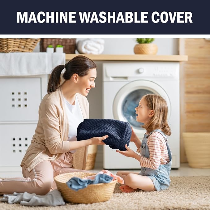 HOMBYS Lumbar Support Pillow for Recliner Chair, Memory Foam Back Support Cushion for Elderly,Extra Large Lumbar Support Pillow,Thick Backrest for Home Reading (Navy Blue, 20“x13.5"x5")