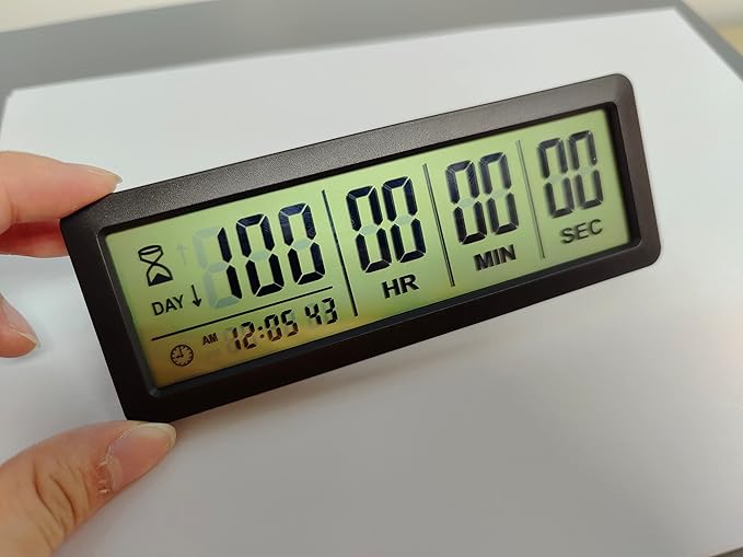 FCXJTU Digital Countdown Days Timer - Black Upgraded Big 999 Days Count Down Clock with Bracket Strong Magnetic Back for Retirement Wedding Vacation Birthday Holidays (999Day)