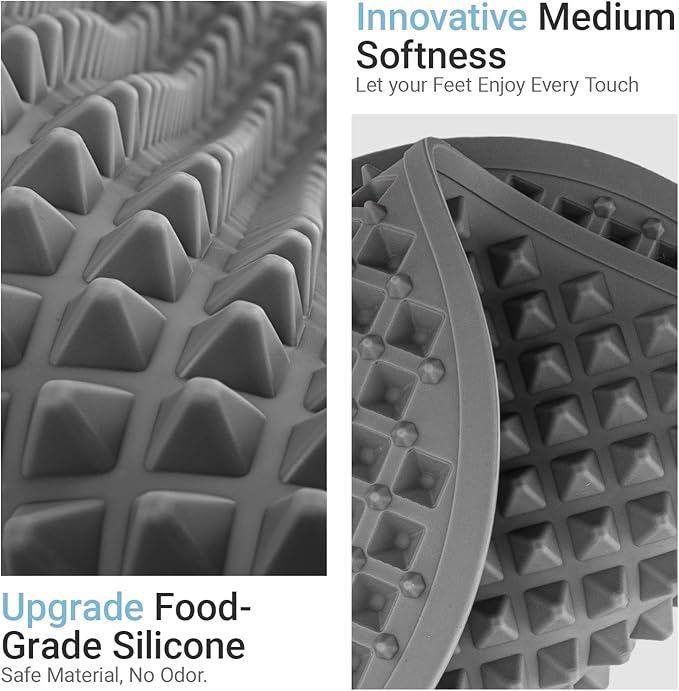 Upgrade Silicone Foot Massage Mat, Large Reflexology Mat for Feet Relaxation, Portable Foot Acupressure Mat with Dual-Side Usage, Foldable Standing Desk Mat for Pain, Fatigue Relief(Gray-XL)