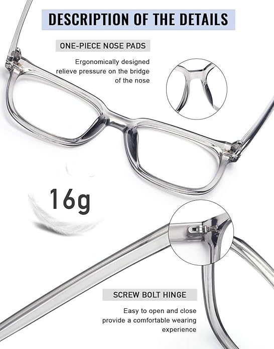 PANNER Oversized Square Blue Light Blocking Glasses for Women Men Anti Glare Reduce Eyestrain Computer Glasses