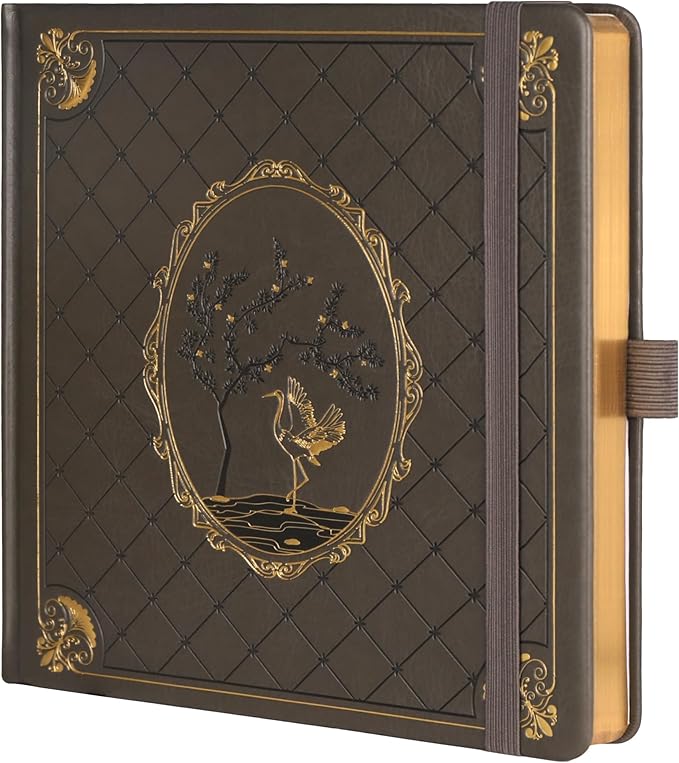 TIEFOSSI Dotted Journal Notebook, Dot Grid Notebook for Women Men, Hardcover PU Leather Journal, 160 GSM Thick Paper, 160 Numbered Pages with Gold Edges, 8 x 8 Square Diary