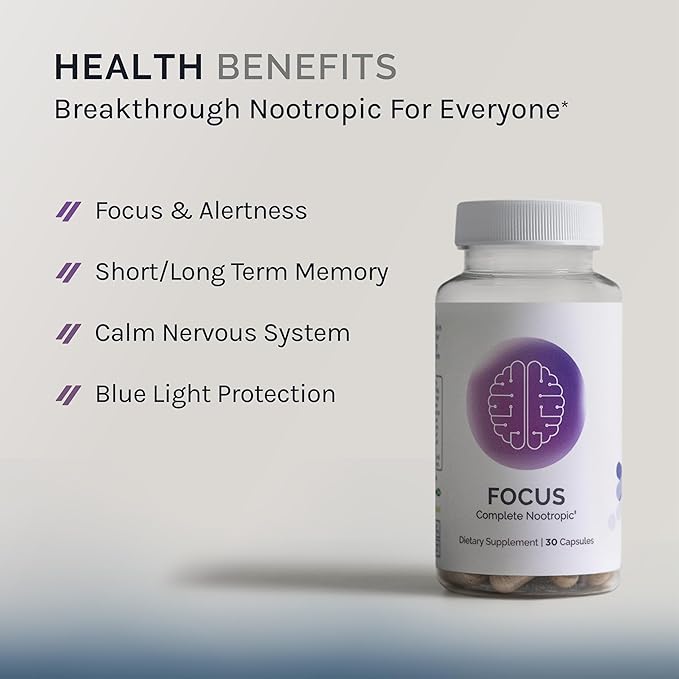 InfiniWell Focus Supplement - Breakthrough Nootropic - Aid Brain Health & Working Memory Support - Optimize Daily Neurological Processing, Mental Acuity, Energy & Cognitive Function (30 Capsules)