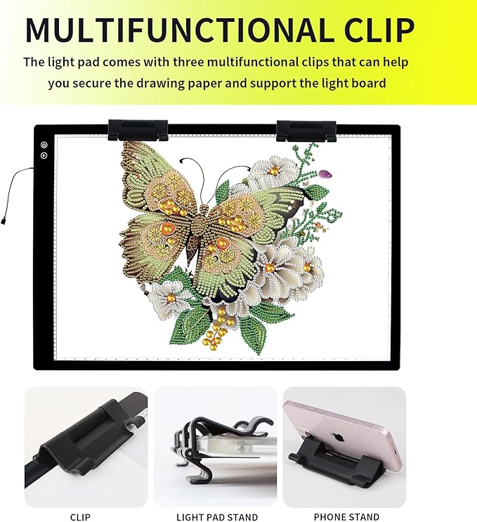 YINGWOND A1 Large Rechargeable Light Pad,Diamond Art Light Board with 3 Color Modes,6 Levels and Stepless Dimming,Battery Powered Light Box for Tracing,Diamond Painting,Drawing,Sketching