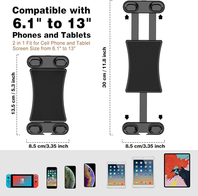 Spin Bike Tablet Holder, 360° Rotation Tablet iPad Holder for Treadmill, Stationary Bike, Exercise Bicycle, Microphone Stand, C Clamp for iPad mini/Air/Pro Smartphones and All 4.7-13" Devices