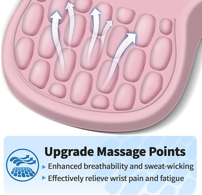 Ergonomic Mouse Pad with Wrist Rest Support, Mousepad with Comfortable Memory Foam Wrist Rest and Non-Slip PU Base for Pain Relief, Computer, Laptop, Office, Home (Pink)