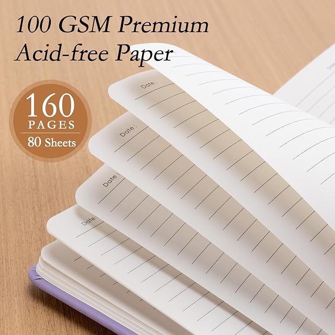 deli A5 Lined Journal Notebook, 160 Pages Hardcover Writing Notebook, 5.5"x8.2" College Ruled Notebook for Office, School, Work Notes (Purple)