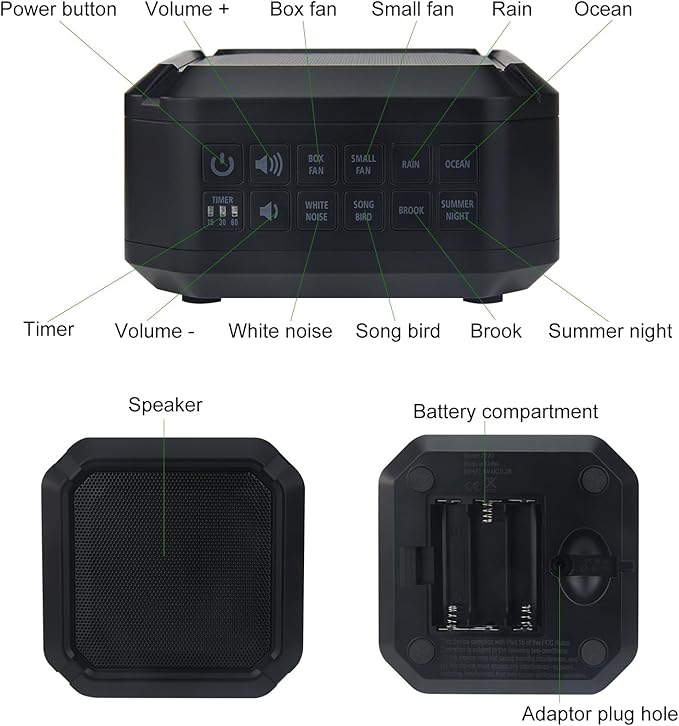 LUXSWAY White Noise Machine, Sleep Sound Machine with 8 Natural Soothing Sounds, Volume Control & 3 Timers Setting, Memory Function Sound Machine for Baby Kids Adults & Home Office Travel