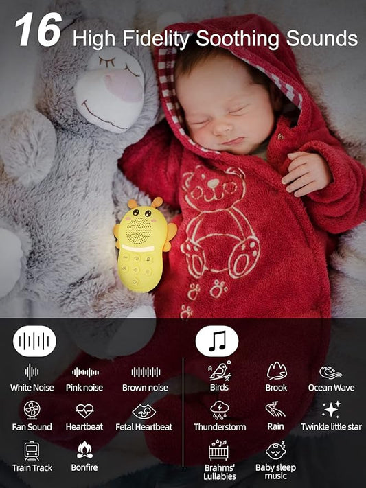 Portable Sound Machine for Baby,White Noise Sound Machine for Babies and Kids,Rechargeable Lullaby Machine with Light,Travel Sound Machine for Sleep,Great for Baby Registry Gift