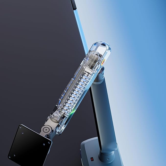 NB Gaming Monitor Arm or for 32 to 60 Inches Screen, Load up to 20 kg, VESA 75/100, RGB-Light, Heavy Duty, Multi Angle Adjustable, Premium Aluminum, Lake Blue