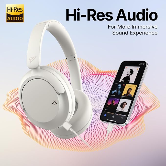 VOKALEN Hyper GO Wireless Over-Ear Noise Cancelling Headphones with Mic, 60H Playtime, Bluetooth Headset, Multi-Device Pairing, Ultra-Lightweight for Travel, Work, Study