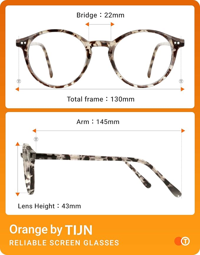 TIJN Blue Light Blocking Glasses Men Women Vintage Thick Round Rim Frame Eyeglasses