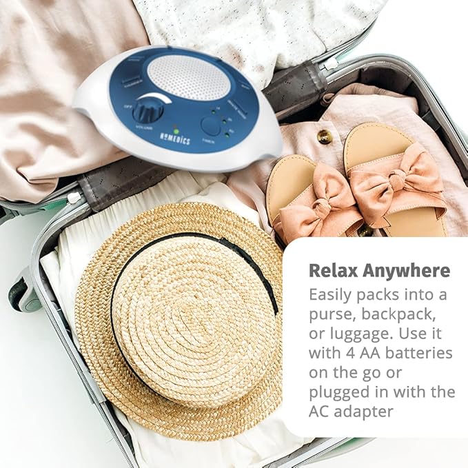 Homedics SoundSleep White Noise Sound Machine, Blue, Small Travel Sound Machine with 6 Relaxing Nature Sounds, Portable Sound Therapy for Home, Office, Nursery, Auto-Off Timer, By Homedics (Pack of 3)