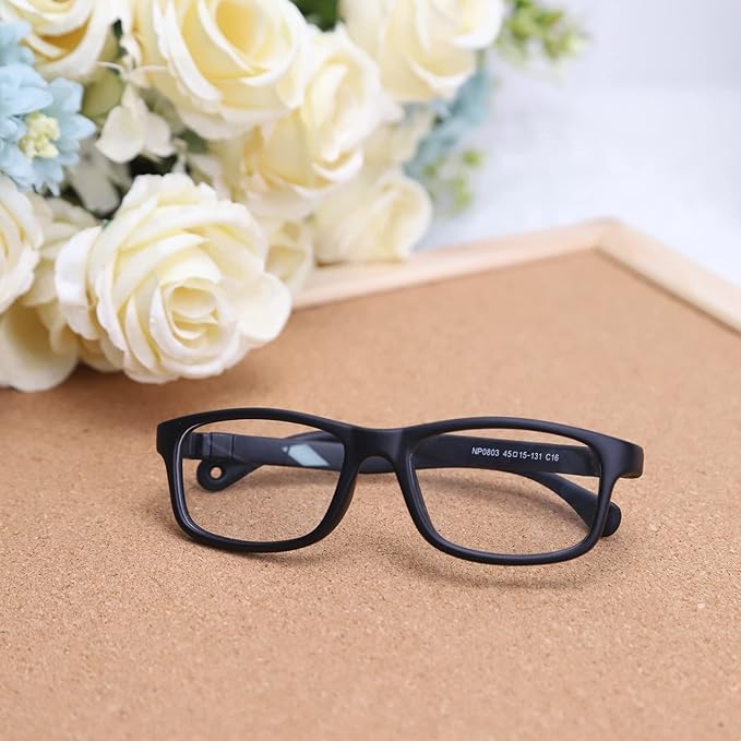 BiBiBear Toddler/Kids/Teens Glasses - Unbreakable TR90 Frame, 180° Flexible, Lightweight & Safe Glasses for Kids Age 2-15