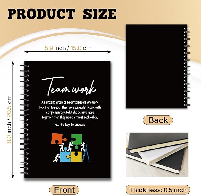 YAZMEEN Teamwork Blank Spiral Notebook（160 Pages） Teamwork Definition Hardcover Sketchbook Team Motivational Notebook Journal Funny Appreciation Gift for Employee Colleague Team Member Office Worker