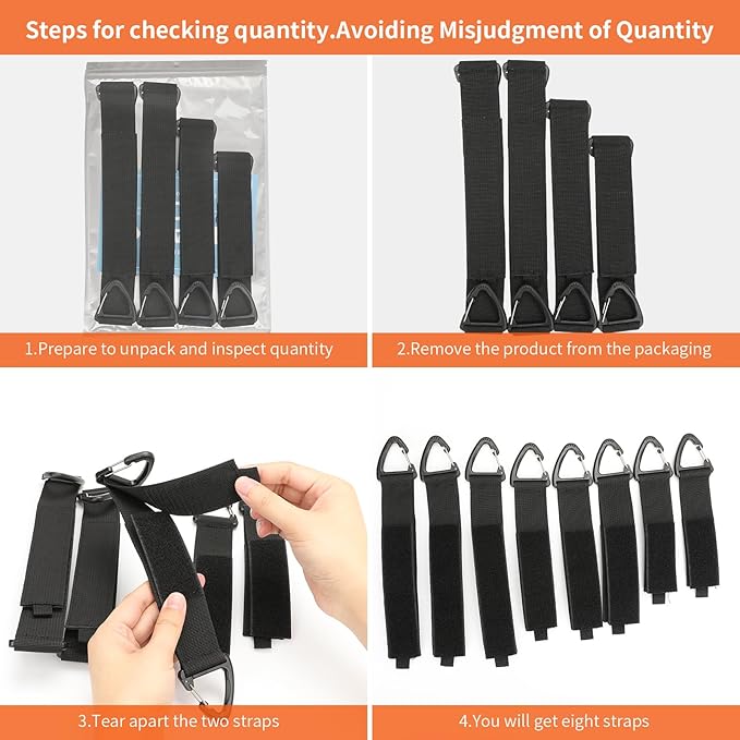 Extension Cord Organizer(8 Pack), Extension Cord Holder for Garage Organization and Storage, Heavy Duty Storage Straps for Cables, Hoses and Ropes, with Triangle Buckle for Hanging, Design Patent