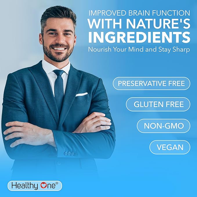 Healthy Mind - Safe for Teens - Brain Fog - Cognitive Function - Concentration - Focus - Neural Optimization - Mood - Ginkgo Biloba - Ginseng - Rhodiola - Bacopa - Gotu Kola - Green Tea - 150 Count