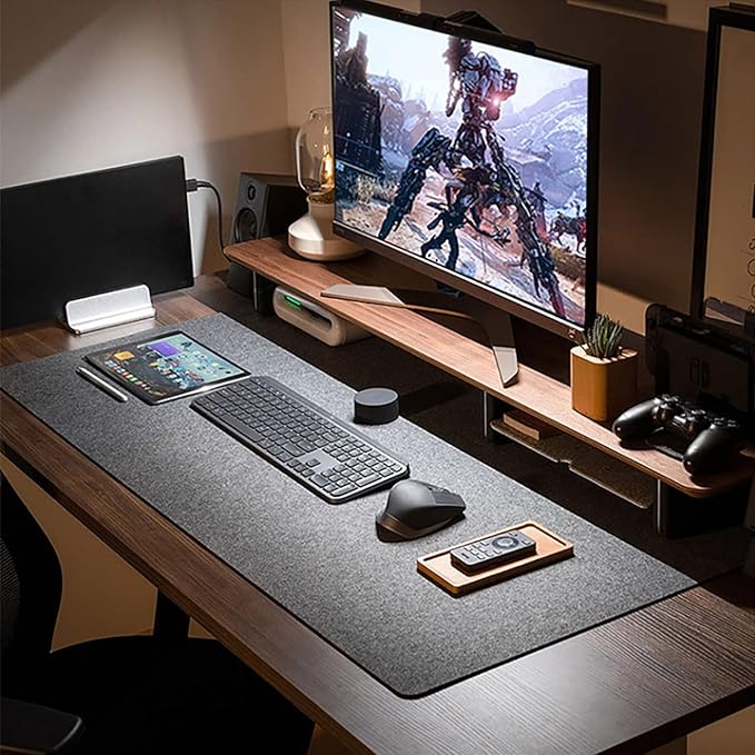 DAWNTREES Large Felt Desk Pad, 40''x16'' Full Desk Mouse Pad, Office Computer Desk Mat for Keyboard,100X40cm Felt Desk Mat for Desk Pad Protector