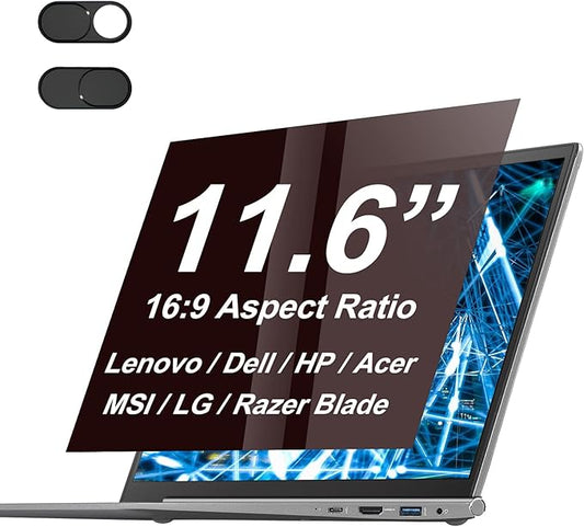 11.6" Laptop Privacy Screen Protector for 16:9 Aspect Widescreen Computer Monitor, 11.6 Inch Eye Protection Privacy Laptop Screen Filter Anti-Glare Anti-Blue Light Privacy Film Bubble Free