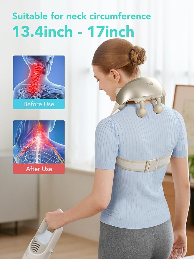 SKG Neck Massager for Pain Relief Deep Tissue Cordless Shiatsu Neck and Shoulder Massger with Heat H7 Ultra