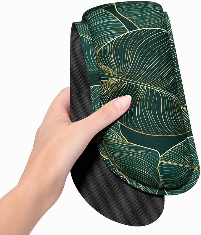 Dapesuom Enlarge Keyboard Wrist Rest, Memory Foam Wrist Cushion for Desk Mats Support, Cute Pain Relief Keyboard Mouse Pad Rests Set with Non-Slip Base for Gaming Laptop Office Computer, Green Leaf