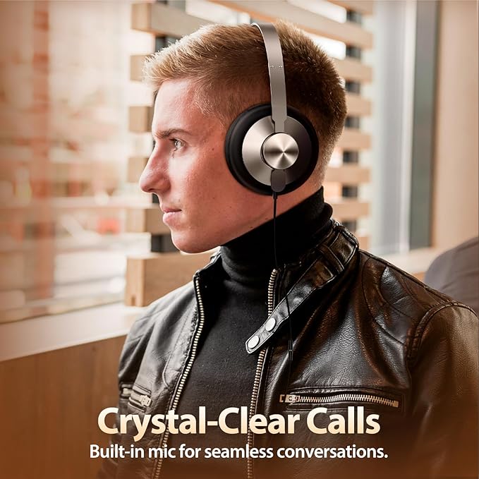 USB C Headphones Wired with Memory Foam,Over-Ear Headphones Sound & Durable Metal Frame Foldable Type C Headphone for Men/Women/Travel/iPhone 16/15, Samsung Galaxy S25/S24, Google Pixel 9, Ideal Gift