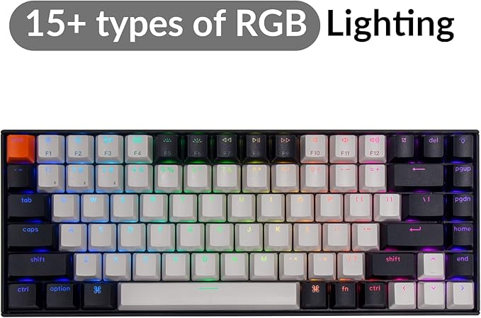 Keychron K2 75% Layout Hot-swappable Bluetooth Wireless/USB Wired Mechanical Keyboard with Gateron G Pro Brown Switch/Double-Shot Keycaps/RGB Backlit 84-Key Computer Keyboad for Mac Windows Version 2