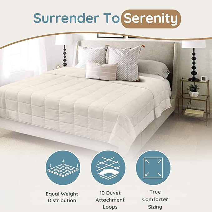 HomeSmart King Size Weighted Blanket 20lbs, Oversized Heavy Blanket for Adults, 104x92, Light Khaki